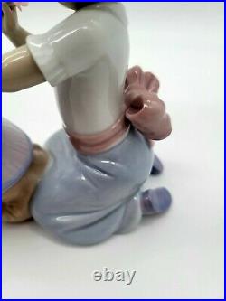 Lladro Porcelain Figurine An Elegant Touch 6862 Girl Putting Flower on Dog's Hat