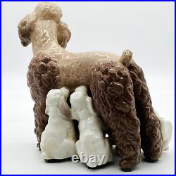 Lladro Porcelain Figurine Brown Poodle with 5 Nursing Pups #1257 VTG Retired1981