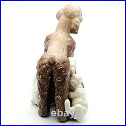 Lladro Porcelain Figurine Brown Poodle with 5 Nursing Pups #1257 VTG Retired1981