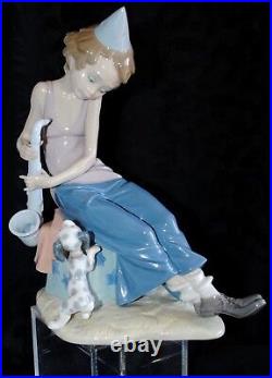 Lladro Porcelain Figurine Clown With Saxophon Dog 5059g Payasito Saxofon Spain