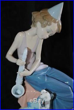 Lladro Porcelain Figurine Clown With Saxophon Dog 5059g Payasito Saxofon Spain