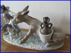 Lladro Porcelain Figurine Group Stubborn Donkey 5178 Boy, Donkey and Dog Retired
