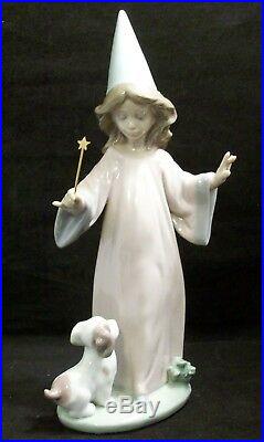 Lladro Porcelain Figurine Under My Spell #6170 WithBox Wizard Girl Puppy Dog