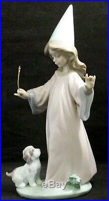 Lladro Porcelain Figurine Under My Spell #6170 WithBox Wizard Girl Puppy Dog