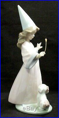 Lladro Porcelain Figurine Under My Spell #6170 WithBox Wizard Girl Puppy Dog