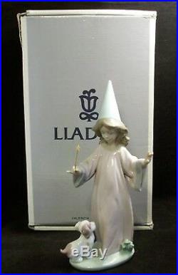 Lladro Porcelain Figurine Under My Spell #6170 WithBox Wizard Girl Puppy Dog