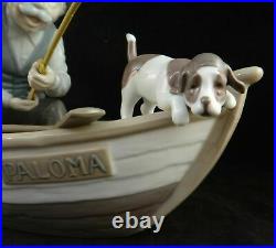 Lladro Porcelain Fishing with Gramps withGrandfather, Boy & Dog. #5215, 15 ½