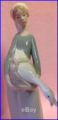 Lladro Porcelain Girl With Goose & Dog 4866. 1970 Retired 1992