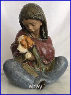 Lladro Porcelain LOYAL COMPANION Gres Finish LARGE Girl with Dog #2391