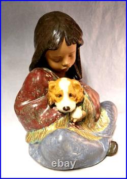 Lladro Porcelain LOYAL COMPANION Gres Finish LARGE Girl with Dog #2391 RETIRED