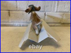 Lladro Porcelain Lets Fly Away Figurine of Dog on Paper Airplane #6665
