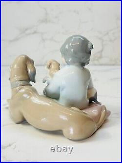 Lladro Porcelain'New Playmates' Boy with Dog & Puppies Figure No 5456
