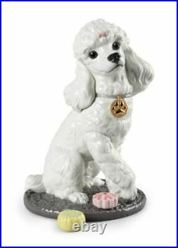 Lladro Porcelain Poodle with Mochis Dog Figurine 01009472