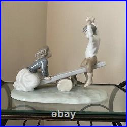 Lladro Porcelain Seesaw Friends Boy Girl Dog 4867 Mint Condition No Box