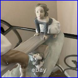 Lladro Porcelain Seesaw Friends Boy Girl Dog 4867 Mint Condition No Box