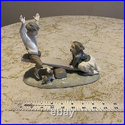 Lladro Porcelain Seesaw Friends Boy Girl Dog 4867 Mint Condition No Box