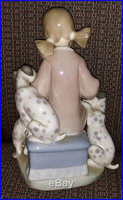 Lladro Porcelain Spain Honey Lickers 1248 Miel Girl Dogs Dalamatian Mint