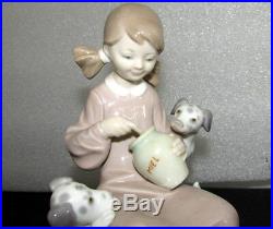 Lladro Porcelain Spain Honey Lickers 1248 Miel Girl Dogs Dalamatian Retired