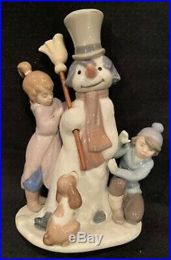Lladro Porcelain THE SNOWMAN w Boy & Girl & Dog! Mint in Box No 5713