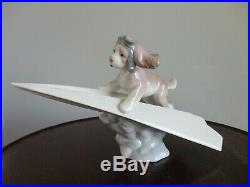 Lladro Porcelain'let's Fly Away' Dog On A Paper Plane #6665