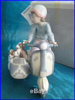 Lladro Precious Cargo Boy On Scooter Dogs In Side Car 5794 New In Box