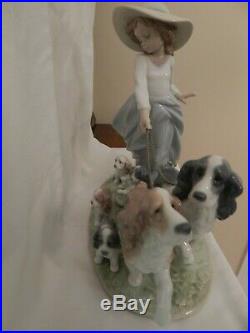 Lladro Puppy Parade #06784 Girl walking dogs & puppies Used Exc. Cond. Withbox
