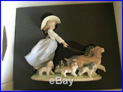 Lladro Puppy Parade Girl with Dogs #6784 Mint with Box and Artist Signature