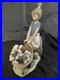 Lladro Puppy Walking Girl Cart Pram Dog 5364
