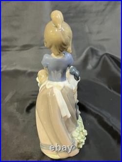 Lladro Puppy Walking Girl Cart Pram Dog 5364