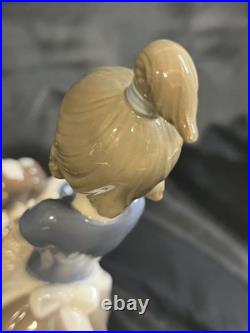 Lladro Puppy Walking Girl Cart Pram Dog 5364
