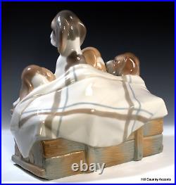 Lladro Pups In The Box #1121 Mother & 3 Puppies -so Cute $875 Mint Cond