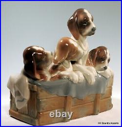 Lladro Pups In The Box #1121 Mother Dog & Three Puppies $850 Large, Mint