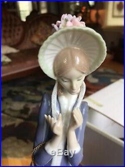 Lladro Rare Retired Figurine #1537 Stepping Out Lady Walking With Afghan Dog