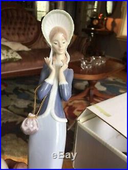 Lladro Rare Retired Figurine #1537 Stepping Out Lady Walking With Afghan Dog