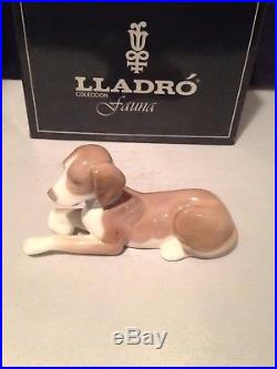 Lladro Relaxing Dog Figurine #5349 Rare Hard To Find Retired Excellent Conditi