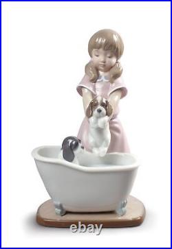 Lladro Retired Bathing My Puppies Girl Figurine 01009280