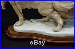 Lladro Retired Figurine # 5037 Sleigh Children Dog Excellent