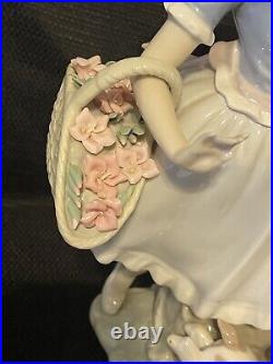 Lladro Retired Mirth in the Country Girl with Dog and Flowers #4920 Mint