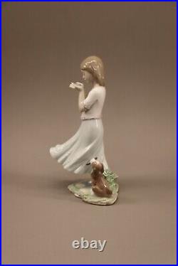 Lladro Retired Porcelain Figure Whispering Breeze Young Girl with Dog