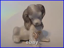 Lladro Rosal Espana Dog and Snail Figurine Retired in 1965 Cocker Spaniel Puppy