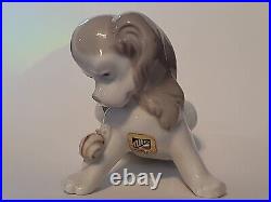 Lladro Rosal Espana Dog and Snail Figurine Retired in 1965 Cocker Spaniel Puppy