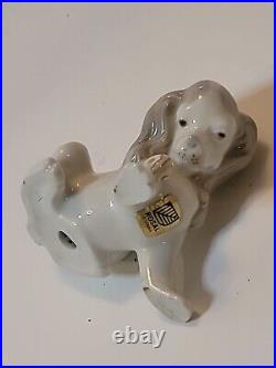 Lladro Rosal Espana Dog and Snail Figurine Retired in 1965 Cocker Spaniel Puppy