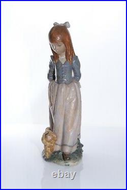 Lladro Rosita Girl With Puppy Dog Gres Finish 2085 14 inches