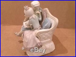 Lladro STORY TIME #5229, Boy and Girl on Couch with Dog, RARE Mint