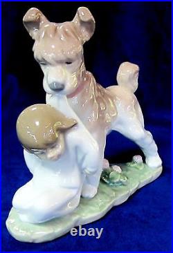 Lladro Safe And Sound Dog Figurine #6556 Brand Nib Baby Boy Rare Cute Save$ F/sh