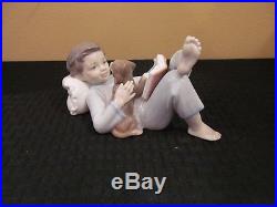 Lladro Shall I Read You a Story Little Boy and Dog New in Original Box 8034