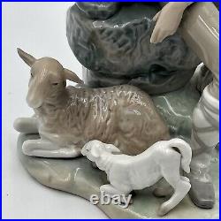 Lladro, Shepard Boy with ewe, lamb and dog, Large Figurine, #4571, Spain