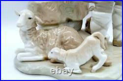 Lladro -Shepherd Resting- Large Figure 4571 Seated Boy Man Dog Puppy Sheep Lamb