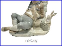 Lladro Sleeping Hunter Rabbits Dog Large Porcelain Figurine
