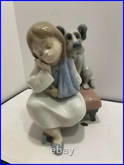 Lladro Spain Figurine WE Can't PLAY #5706 Girl With Her Dog Retired mint con
